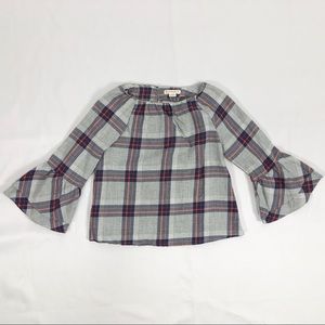 Crewcuts Plaid Bell Sleeve Shirt Girls Sz 4